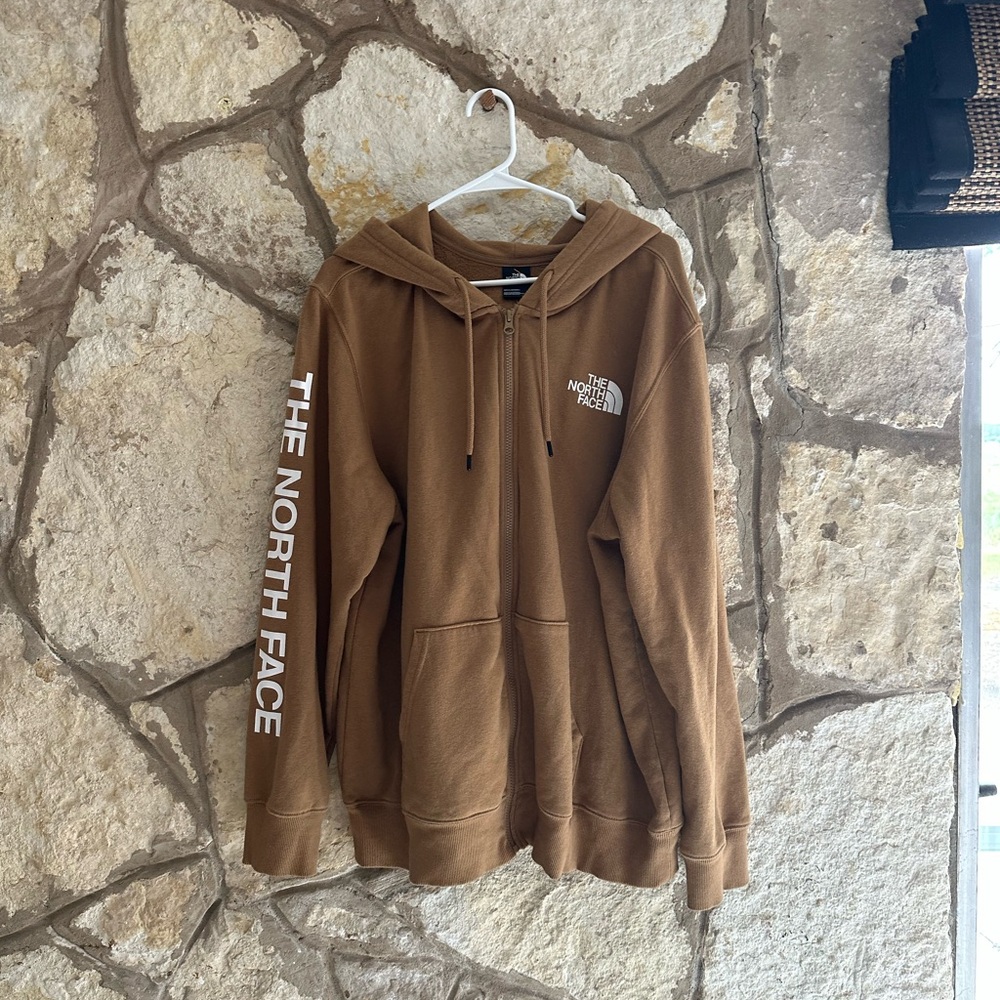 EUC The North Face Mens 80/20 Half Dome Full Zip Brown Tan Sweatshirt Size XL - Picture 2 of 3